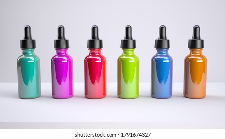Multi-Colored Dropper Bottles - 3D Rendering