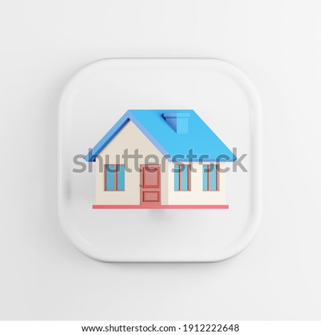 Multicolored house icon. 3d rendering white square button key, interface element