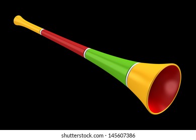 Multicolored Party Horn Isolated On Black Background