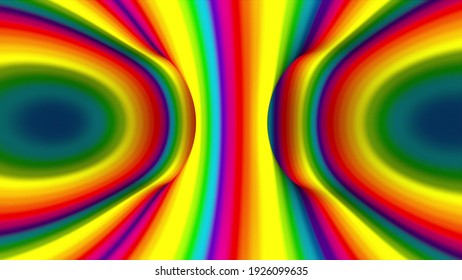 Multicolored Spiral Shape, Computer Generated. 3d Rendering Abstract Rainbow Surreal Animated Background.