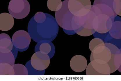 Multicolored translucent circles on a dark background. Gray tones. 3D illustration