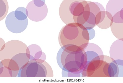 Multicolored translucent circles on a white background. Pink tones. 3D illustration