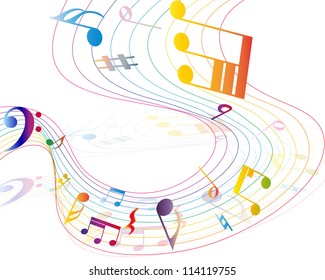 Vector Musical Notes Staff Background Design Stock Vector (Royalty Free ...