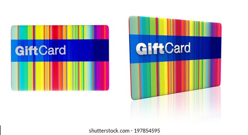 Multicoloured Generic Gift Card Isolated On White Background