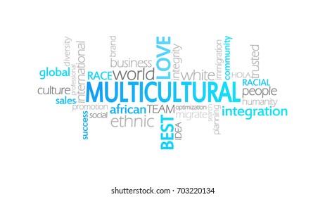 Multicultural, word cloud illustration