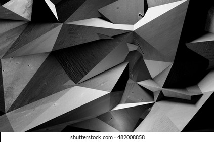 Multifaceted Geometric Background. 3d Render Illustration Background. Old Uneven Metal Surface