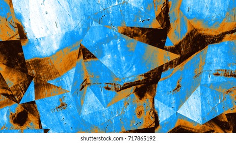 Multifaceted Geometric Background. 3d Render Illustration Background. Old Uneven Metal Surface