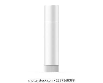 Multifunctional empty lip balm container tubes with twist bottom and top cap mockup, 3d render illustration.
