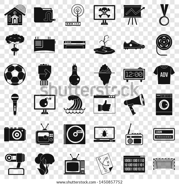 Multimedia icons set. Simple style of 36\
multimedia icons for web for any\
design