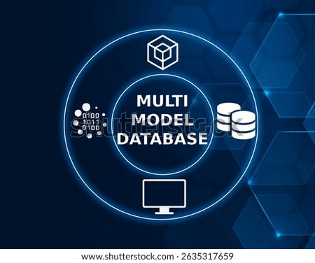 multimodel database tech concept.A database that integrates multiple data models, such as relational, document, graph, and key-value, to handle diverse data types.