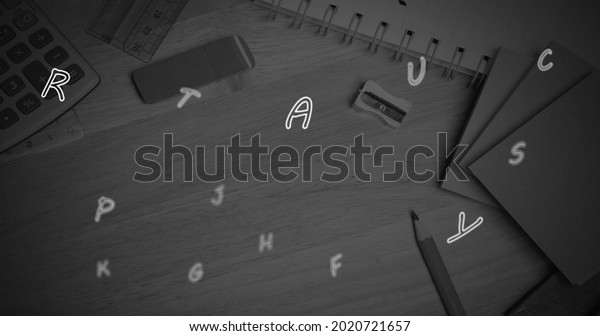 Multiple English Alphabets Floating Against School Stock Illustration ...