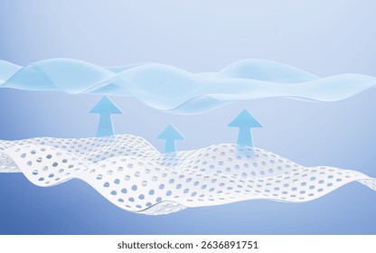 Multiple layers of wave-shaped design for the mattress background, Suite for the presentation of diaper, wet wipes, sanitary pads, mattresses and so on. 3d rendering. 3d illustration.