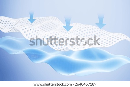 Multiple layers of wave-shaped design for the mattress background, Suite for the presentation of diaper, wet wipes, sanitary pads, mattresses and so on. 3d rendering. 3d illustration.