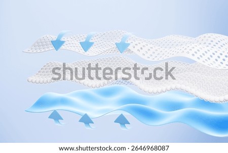 Multiple layers of wave-shaped design for the mattress background, Suite for the presentation of diaper, wet wipes, sanitary pads, mattresses and so on. 3d rendering. 3d illustration.