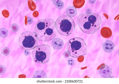 Multiple Myeloma Cells Cluster In The Blood Flow - Isometric View 3d Illustration