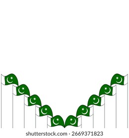 Multiple Pakistani flags make victory sign. Pakistani flags isolated with white background. 