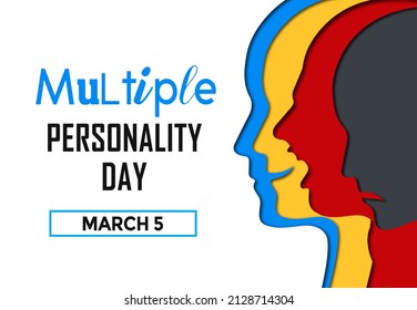 Multiple Personality Day Illustrative Banner Design On White Background.