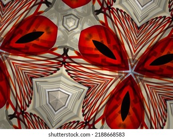 Multiple Red Eye Kaleidoscope Graphic With Red Lines