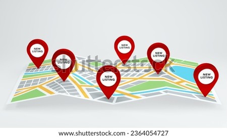 Multiple red pin New Listing Houses Commercial for Sale Real Estate 3D Illustration
