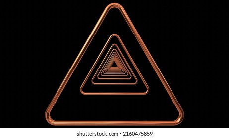 Multiple Triangle Shaped Bronze Metal Overlay Background 3D Rendering