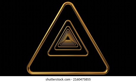 Multiple Triangle Shaped Gold Metal Overlay Background 3D Rendering