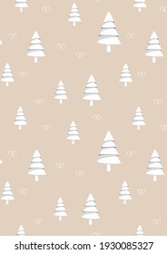 Multiple White Christmas Trees With Pattern On Beige Background. Christmas Festivity Concept Digitally Generated Image.