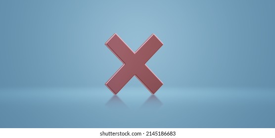 Multiplication Sign Icon 3d On Blue Background