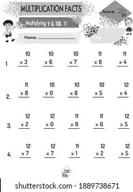 Multiplication Worksheet Math Workbook Kids Printable Stock 