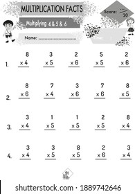 Multiplication Worksheet Math Workbook Kids Printable Stock ...