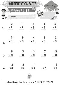 Multiplication Worksheet Math Workbook For Kids : Printable Page For Math Workbook For Smart Kids, Activities