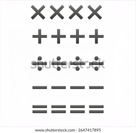 multiply, plus, minus and equal signs on a plain white background
