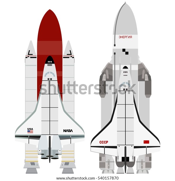 多目的航空宇宙システムブランとスペースシャトル 白い背景にイラトス のイラスト素材
