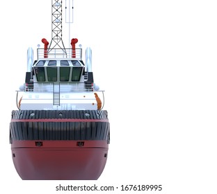 Multi-purpose Rescue Tug Boat. Front View. Isolated. 3d-rendering