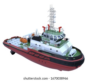 Multi-purpose Rescue Tug Boat. Isolated. 3d-rendering