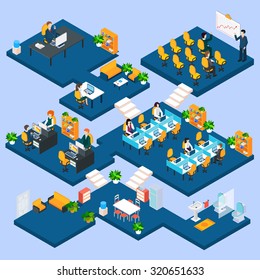 Flat Isometric Office Center Floors Interior Stock Vector (Royalty Free ...