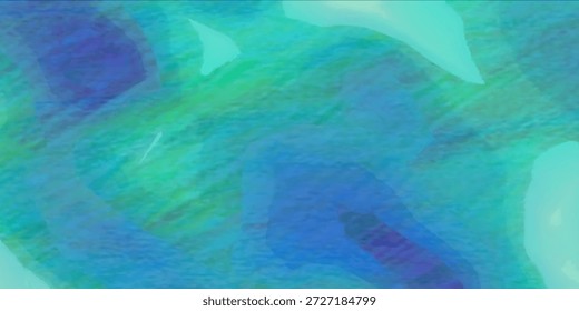 Multi-tonal translucent wash mixing teal and green; layered painterly depth and soft translucency.