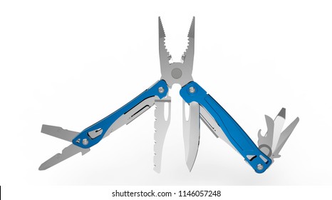 Multitool isolated on white background 3d illustration.