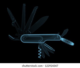 Multitool Pocket Knife (3D Xray Blue Transparent)