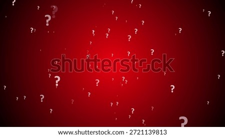 A multitude of white question marks of varying sizes scattered and floating across a red gradient background. Clear details and vibrant colors enhance visual appeal.