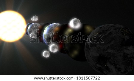 Multiverse, Parallel universe, Multiple earth illustration realistic 3D rendering and 3d illustration