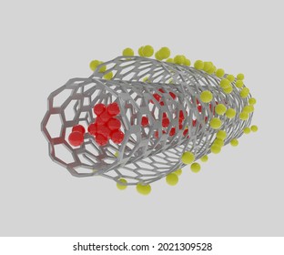 Multi-walled Carbon Nanotubes Based Drug Delivery System 3d Rendering