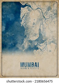 Mumbai Antique Watercolor City Map Poster