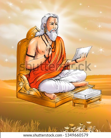Munivar – Image of an Indian Rishi seated on a chair, reading out from sacred texts and blessing with wisdom Stock photo © 