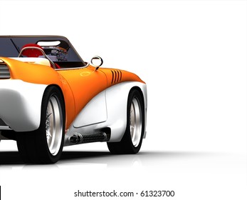 Muscle Car - Crop Side View Isolated On White Background