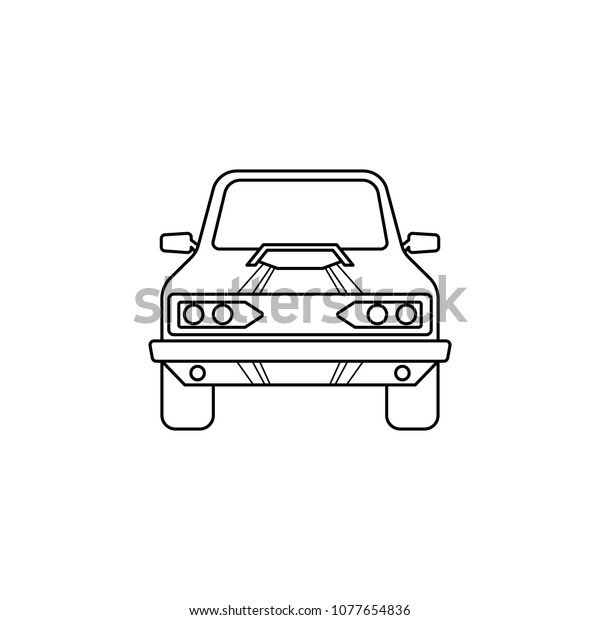 muscle car front illustration. Element of\
extreme races for mobile concept and web apps. Thin line muscle car\
front illustration can be used for web and mobile. Premium icon on\
white background