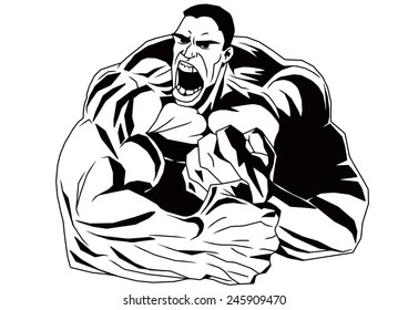 Muscular Shoulders Bodybuilderillustrationblack Whitedrawingoutline ...