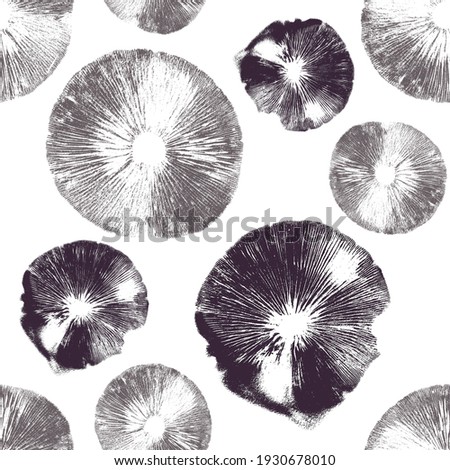 Mushroom spore print seamless pattern