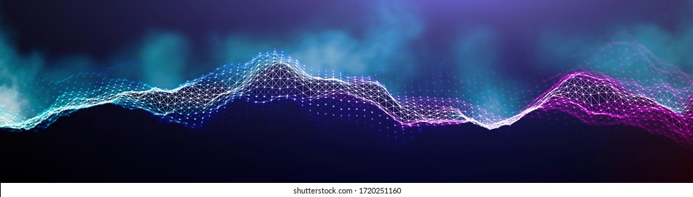 Music abstract background blue. Equalizer for music, showing sound waves with music waves, 3d render.
