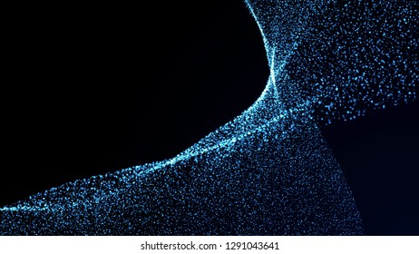 Music abstract background. Interweaving of atomic particles in space. Network connection structure. Big data digital background.3d rendering.