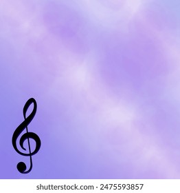 Music album cover purple clouds, dark treble clef - Powered by Shutterstock